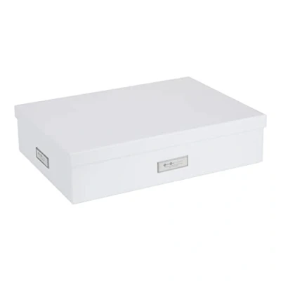 Obrázek BIGSO box OF SWEDEN JAKOB organizér s 12 přihrádkami úložný víkem a rukojetí pro doplňky, kancelářské potřeby, kosmetiku atd. z dřevovláknité desky papíru bílý