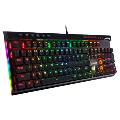 Obrázek Redragon K580 VATA RGB LED Blaue Schalter Mechanische Gaming Tastatur, US Layout mit Hintergrundbeleuchtung 104 Tasten Anti Ghosting Makrotasten und Dedizierten Mediensteuerelementen