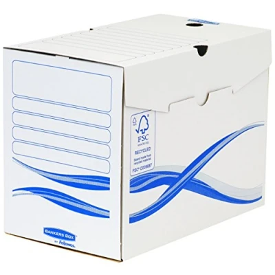 Obrázek Bankers Box Basic Archivní krabice (A4+, 80 mm) 25 kusů bílá/modrá 200 mm