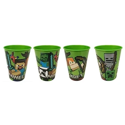 Obrázek 4x dětský pohárek na pití 260 ml/volitelný: Cars Tlapková patrol Avengers Blaze/pohárek z plastu bez BPA dárek pro chlapce (Design Minecraft)
