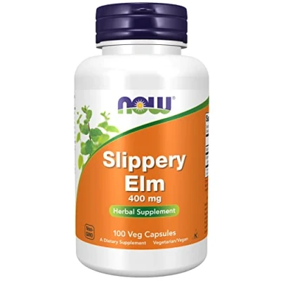 Obrázek Now Foods, Slippery Elm (Rotulme), 400 mg, 100 veganských kapslí, laboratorně testováno, rostlinné, bez lepku, sóji, vegetariánské