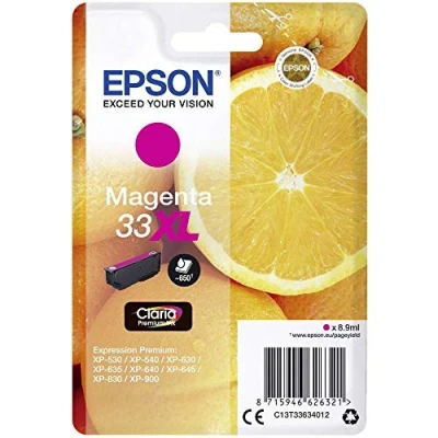 Obrázek Epson T3357 Orange, inkoust Claria Premium, tisk textu a lesklý fotografický (multibalení 5 barev) (CYMK + foto černá), Magenta 33XL
