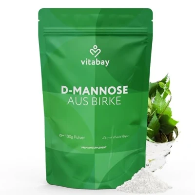 Obrázek Vitabay D manóza prášek z břízy 100 g mannosový bříza veganský, přírodní a laboratorně testován 2 v denní dávce manózy