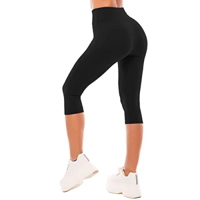 Obrázek SINOPHANT Leggings Damen 3/4 High Waist Elastische Blickdicht Große Größen Leggins (#1er Pack Schwarz, S M)