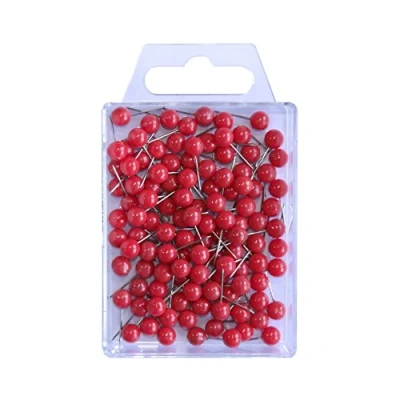 Obrázek WEDO 56102 značkovací jehly (jehly s kulatou hlavou, délka 16 mm, průměr hlavy 6 mm) 100 kusů, červené