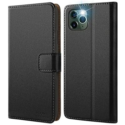 Obrázek HOOMIL pouzdro na mobil série MagFlip Pro iPhone 11 Pro, [č. 1 ruční práce] Premium kožené rozevírací ochranné kompatibilní s černé