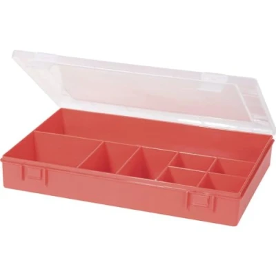 Obrázek hünersdorff Krabička na sortiment PP Classic s 8 přihrádkami stabilní třídicí box šrouby a jiné malé díly pevné rozdělení přihrádek 22,5 x 33,5 5,5 cm, červená