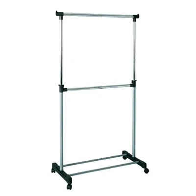 Obrázek HAKU Nábytek Šatna na kolečkách, plast, hliník, chrom šedá, Š 90 x H 43 V 120 210 cm