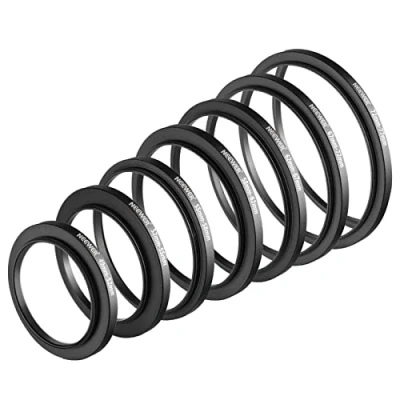 Obrázek NEEWER® Sada filtračních kroužků Step Up 49 52 55 58 62 67 72 77mm 49mm 7pcs sluneční clona
