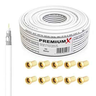 Obrázek Koaxiální kabel na výběr, Basic, Profi, Deluxe v bílé se zástrčkou.