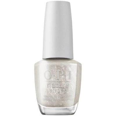 Obrázek OPI Nature Strong lak na nehty Glowing Places dlouhotrvající s veganskou inovativní recepturou přírodními složkami pro lesklé v ledově šedé metalické barvě