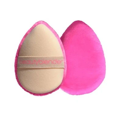 Obrázek BeautyBlender Power Pocket Puff Make up houbička dvoufunkční pratelná na líčení pudrová třásně plyšová, růžová, 1 kus