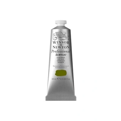 Obrázek Winsor &amp; Newton Profesionální akrylová barva 2320447 v umělecké kvalitě, vysoká zářivost barev a krycí schopnost, archivní kvalita, 60 ml tuba olivově zelená
