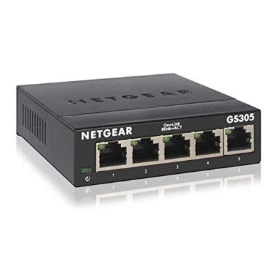 Obrázek Netgear GS305 300PES 5 portový gigabitový přepínač (bez ventilátoru, snadná instalace typu Plug and Play, Layer2, robustní kovový rám, úspora energie, kovové konektory RJ45)