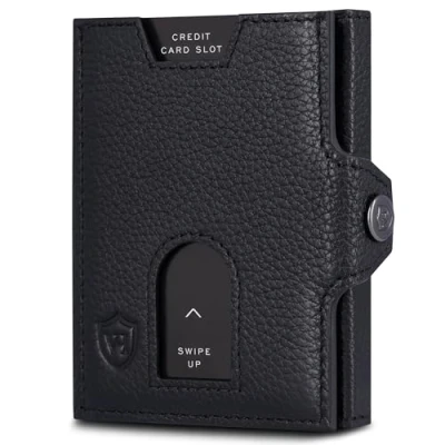 Obrázek VON HEESEN Slim Wallet s RFID ochranou Mini peněženka pánská a dámská malá pouzdro na kreditní karty malá, Černá karbon, XL přihrádka mince