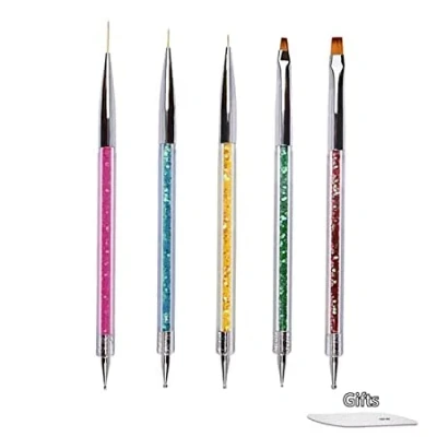 Obrázek 5 ks štětců na nehtový design, sada zdobení nehtů Nail Art Liner, tečkování, kresba, štětec, akryl, UV gel, 3D třpytivé linky, tužek nehty, pro DIY design