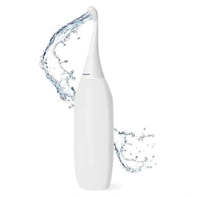 Obrázek Happy Po sprcha 2.0 přenosná intimní Easy Bidet nahrazuje vlhké ubrousky a WC do sprchy, praktická kompaktní, vhodná na cesty, rozměry 28 x 5 6 cm bílá