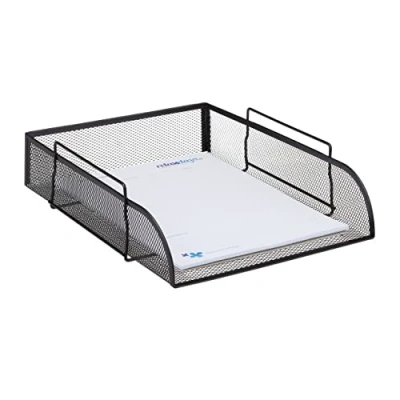 Obrázek Relaxdays stohovatelná přihrádka na dokumenty, kancelář odkládací dopisy z kovu pro DIN A4, plocha psací stůl š x h 26 33,5 cm, černá