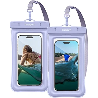 Obrázek Spigen Aqua Shield vodotěsné pouzdro na mobil plovoucí [2 kusy] IPX8 podvodní kompatibilní s iPhone, Galaxy, Xiaomi, Google Smartphony Blue