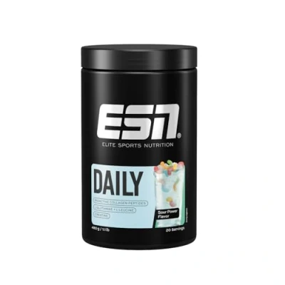 Obrázek ESN Daily, Sour Power, 480 g, s glutaminem, kreatinem, kolagenem a L leucinem pro vazy, klouby, šlachy chrupavky, testovaná kvalita vyrobeno v Německu
