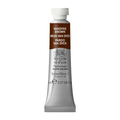 Obrázek Winsor &amp; Newton Profesionální akvarelové barvy 0102676 , živé vodní v umělecké kvalitě, vysoká zářivost barev a svítivost, stálobarevná, archivní kvalita, tuba 5 ml Vandyke hnědá