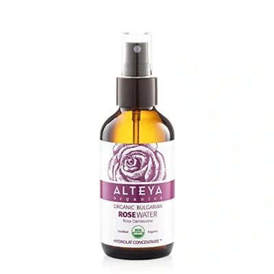 Obrázek Alteya Bio růžová voda ve spreji skleněné láhvi 120 ml 100% USDA Organic certifikováno čistá přírodní vodní pára destilovaná květová z damaškových růží, přímý prodej Organics