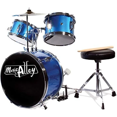 Obrázek Music Alley Junior Drum Kit for Kids with Kick Pedal, Stool &amp; Sticks Blue