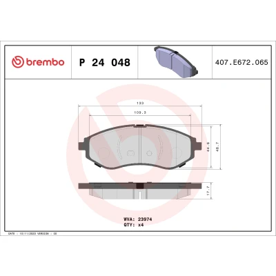 Obrázek Brembo P24048 přední brzdové destičky, počet 4