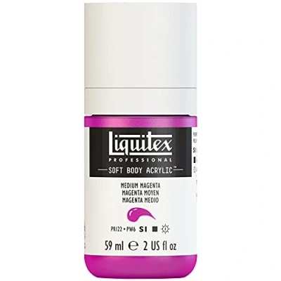 Obrázek Liquitex 1959500 Professional akrylová barva Soft Body Umělecká v krémové krycí konzistenci, vysoká pigmentace, stálobarevná a odolná proti stárnutí, láhev 59 ml středně magenta