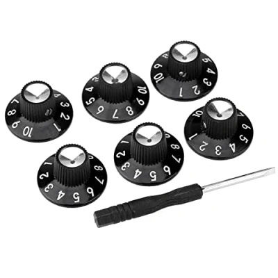 Obrázek Musiclily Pro Imperial velikost kytary zesilovač efektní pedální knoflíky skirted Knobs, černá (6dílná sada)