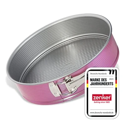 Obrázek Zenker Z7480 creative studio rozkládací forma Ø 26 cm, pečicí s plochým dnem, kulatá dortová nepřilnavým povrchem, kreativní pečení (barva: růžová, stříbrná), množství: 1 kus