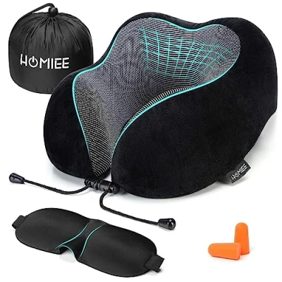 Obrázek HOMIEE polštář pod šíji letadla, cestovní do auta, paměťová pěna, ortopedický polštář, Travel Neck Pillow, ergonomický pro spaní, kancelář, cestování