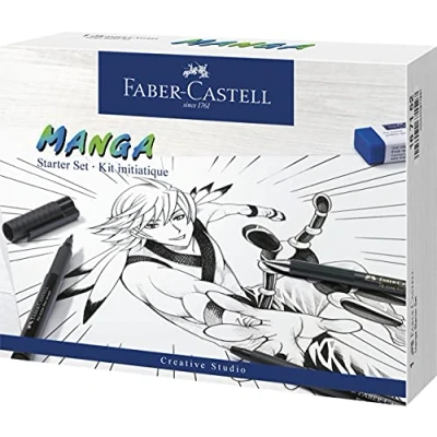Obrázek FABER CASTELL 167152 Tuschestift Pitt Artist Pen Manga Advanced Set, 3 Tuschezeichner und Zubehör, 8 Teilig
