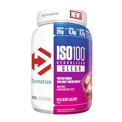 Obrázek Dymatize ISO 100 Hydrolyzed Clear Wild Berry Lollipop 900g Whey Protein prášek