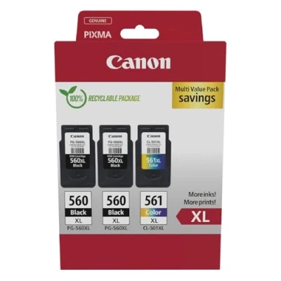 Obrázek Canon Originální inkoust PG 560XL x 2 / CL 561XL (3 inkoustové náplně; černá + 1x barva) balení více kusů
