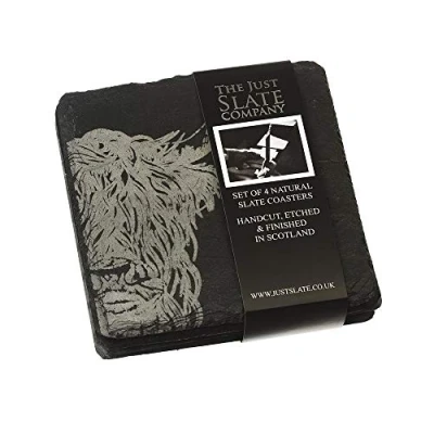Obrázek Just Slate JS/C/S4/HC Highland Cow Untersetzer (X4), Schwarz