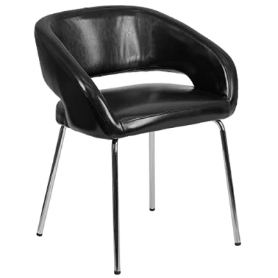 Obrázek Flash Furniture Fusion Series Contemporary LeatherSoft Side Rezeptionsstuhl mit Chrom Beinen, Leder, Schwarz, 1 Stück