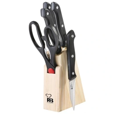 Obrázek Renberg Q2010 sada de 4 Cuchillos, Tijeras Y Tacoma, Acero Inoxidable, Color Madera