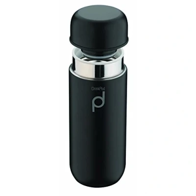 Obrázek Termoska Pioneer DrinkPod z ušlechtilé oceli, 0,2 l, dvouplášťová, termonádoba na potraviny, 6 hodin horká, 24 studená, zabezpečená proti vytečení, bez BPA černá