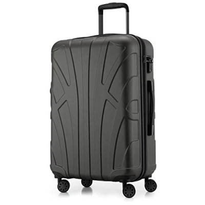 Obrázek suitline Kufr na kolečkách ve 3 velikostech, sada kufrů skořepinový cestovní (55 cm, 66 76 cm) dvojitá kolečka, Grafitová,