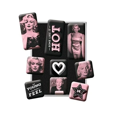 Obrázek Nostalgic Art Retro magnety na lednici, 9 kusů, Marilyn Some Like It Hot nápad dárek pro fanoušky filmů, sada magnetů magnetickou tabuli, vintage design