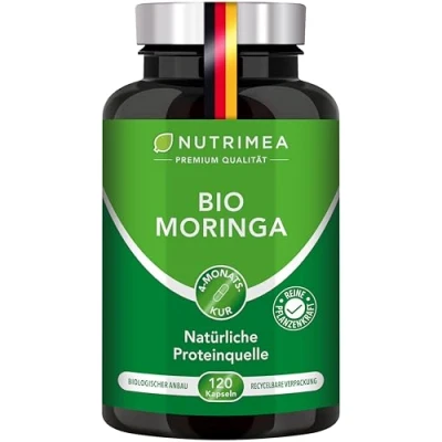 Obrázek MORINGA Oleifera kapsle certifikováno BIO bez přísad Vyrobeno v Německu Energy Tabs ve zásobě na 4 měsíce SUPERFOOD 100% VEGAN