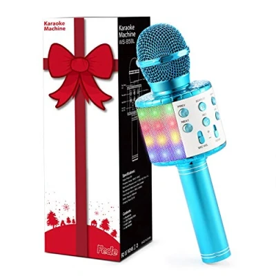 Obrázek Fede mikrofon na karaoke, bezdrátový Bluetooth pro děti, veselé dárky, hračka teenagery, dívky, chlapce, přenosný KTV reproduktor, rekordér smartphone PC