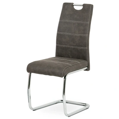 Obrázek Jídelní židle, potah antracitově šedá látka COWBOY v dekoru vintage kůže, kovová HC 483 GREY3