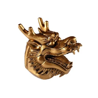 Obrázek lachineuse Figur Kopf des chinesischen Drachen Drache 13,5 x 15 11 cm Symbol für Kraft, Stärke &amp; Langlebigkeit asiatische chinesische Dekoration Büro, Haus Farbe Gold