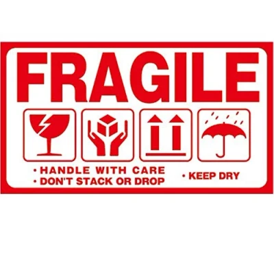 Obrázek 300 Aufkleber&quot;Fragile. This Way Up. Handle With Care&quot;, &quot;Zerbrechlich&quot; Etiketten, groß 15 x 9CM White red vorsicht glas paketband Stück aufkleber