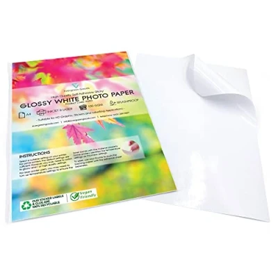 Obrázek 50 Blatt Weißes Glanzpapier Fotopapier Selbstklebendes Papier A4 Foto und Bilddrucke Cricut Sticker Spritzwassergeschütztes für Inkjet Laserdrucker Aufkleber