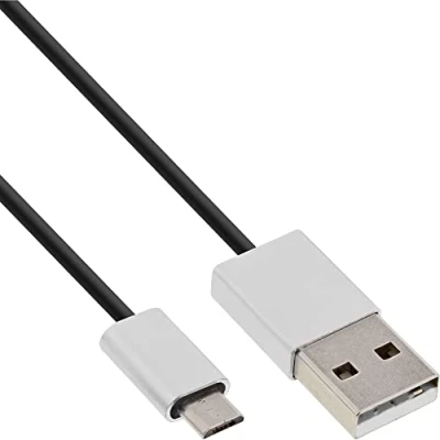 Obrázek InLine 31710I Micro USB 2. 0 kabel, A konektor na B, černý/hliník, flexibilní, 1m