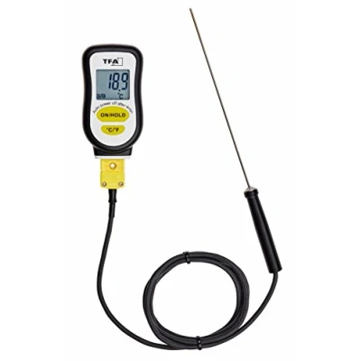 Obrázek TFA Dostmann Digitální teploměr Sous Vide s čidlem z ušlechtilé oceli, 14.1552.01, vč. pěnového pásku k utěsnění, černý, D 42 x Š 21 V 78 mm