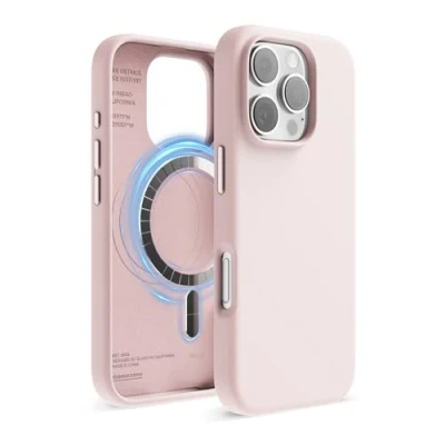 Obrázek elago Magnetické silikonové pouzdro kompatibilní s iPhone 16 Pro, 6,3 palce, veškerým příslušenstvím MagSafe zabudované magnety, silikon Soft Grip, nárazuvzdorné (oválná
